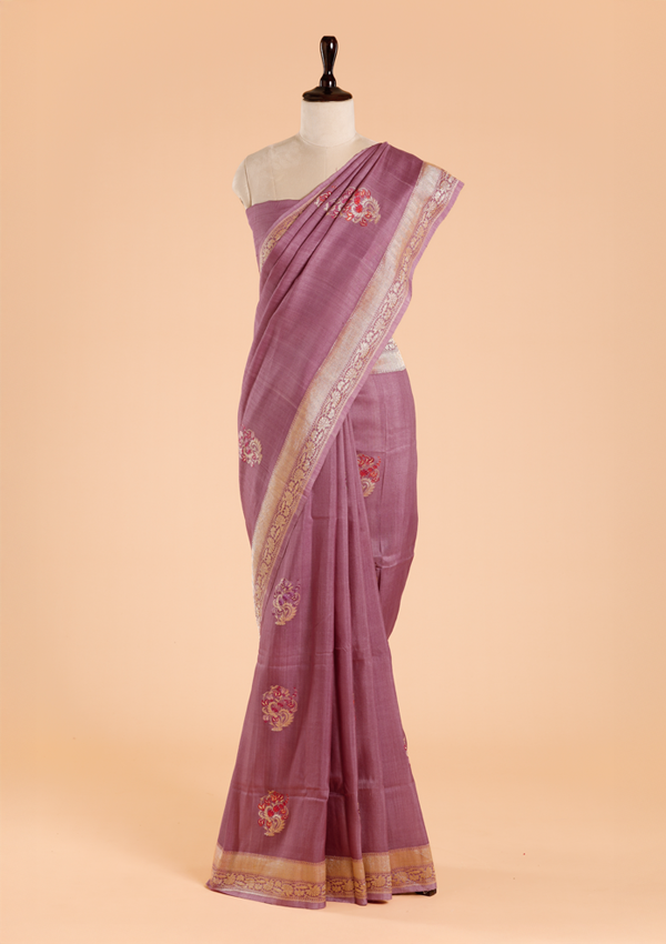 Lavender Butta Saree in Georgette Tussar
