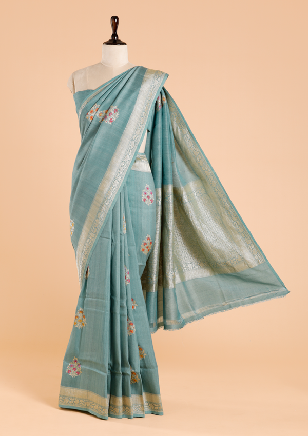 Jade Green Butta Saree in Georgette Tussar