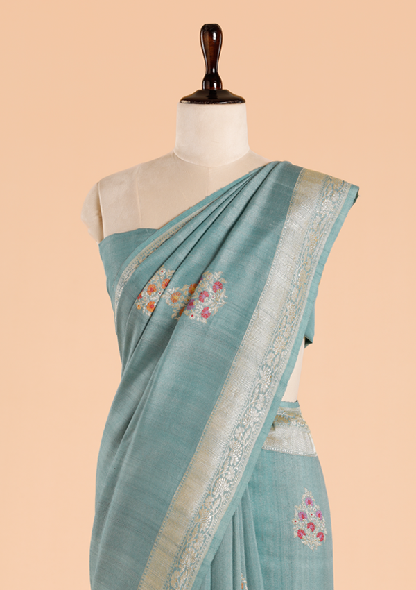 Jade Green Butta Saree in Georgette Tussar