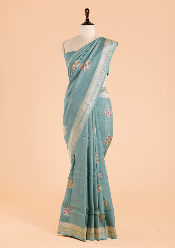 Jade Green Butta Saree in Georgette Tussar