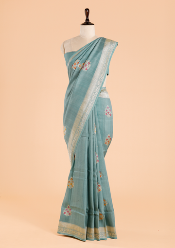 Jade Green Butta Saree in Georgette Tussar