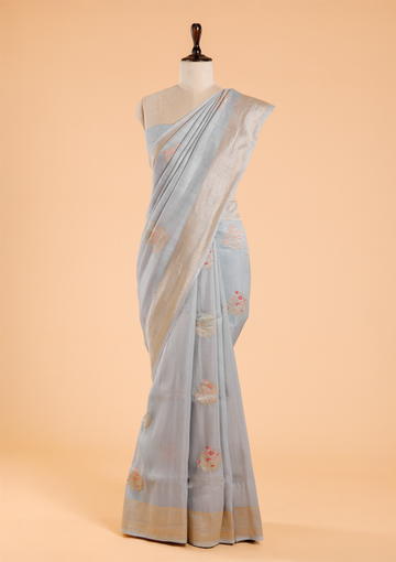 Sky Blue Butta Saree in Georgette Tussar