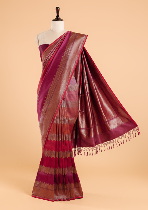 Wine Rangkat Saree in Silk