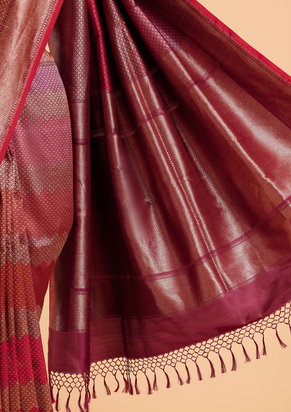 Wine Rangkat Saree in Silk