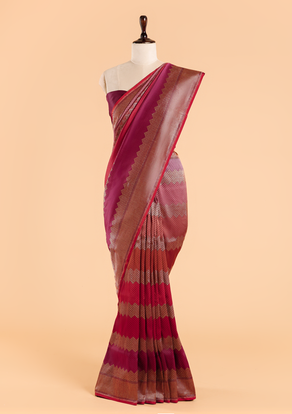 Wine Rangkat Saree in Silk