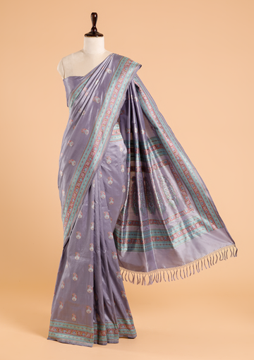 Mauve without Zari Butti Saree in Silk