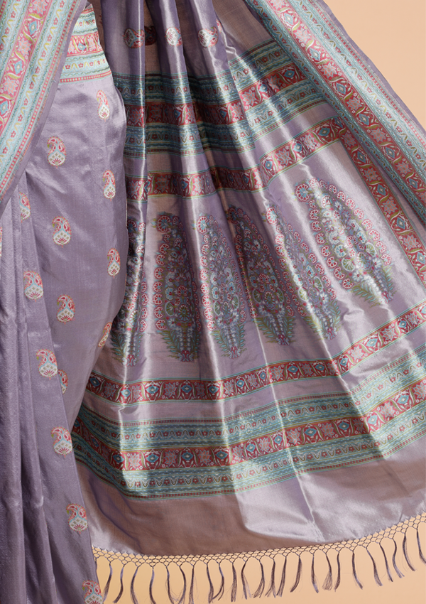Mauve without Zari Butti Saree in Silk