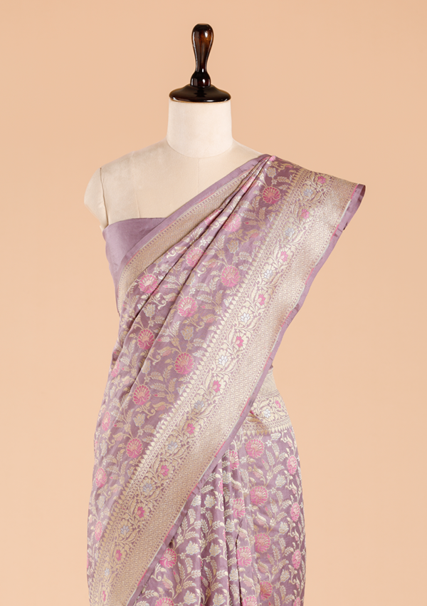 Mauve Jaal Saree in Silk