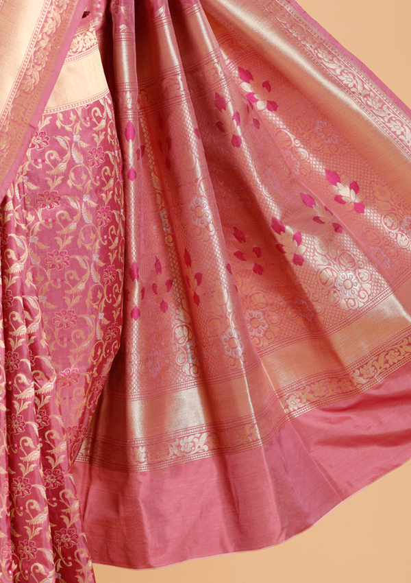 Wine Jaal Saree in Silk