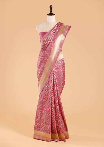 Wine Jaal Saree in Silk