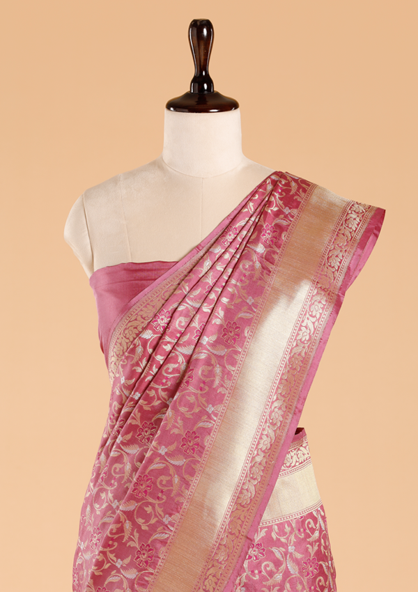 Wine Jaal Saree in Silk