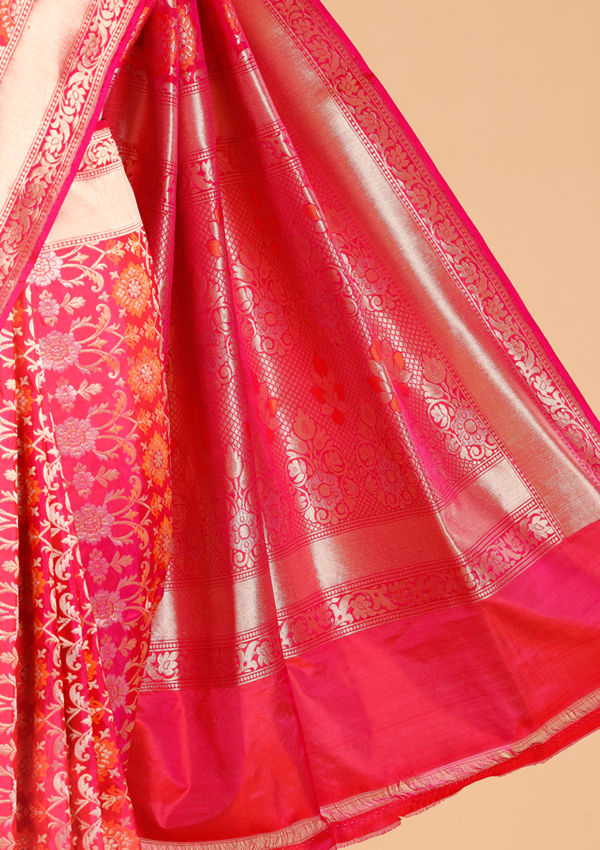 Pink Jaal Saree in Silk