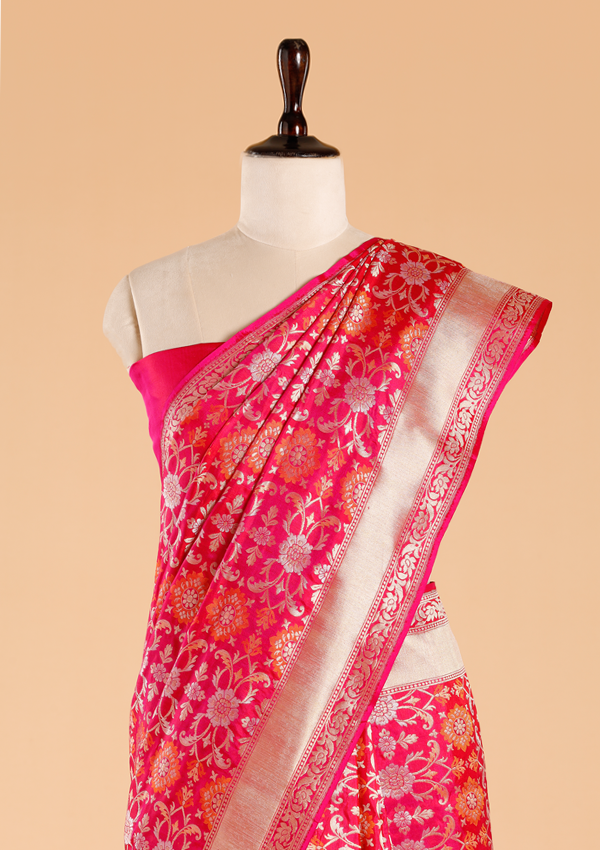 Pink Jaal Saree in Silk