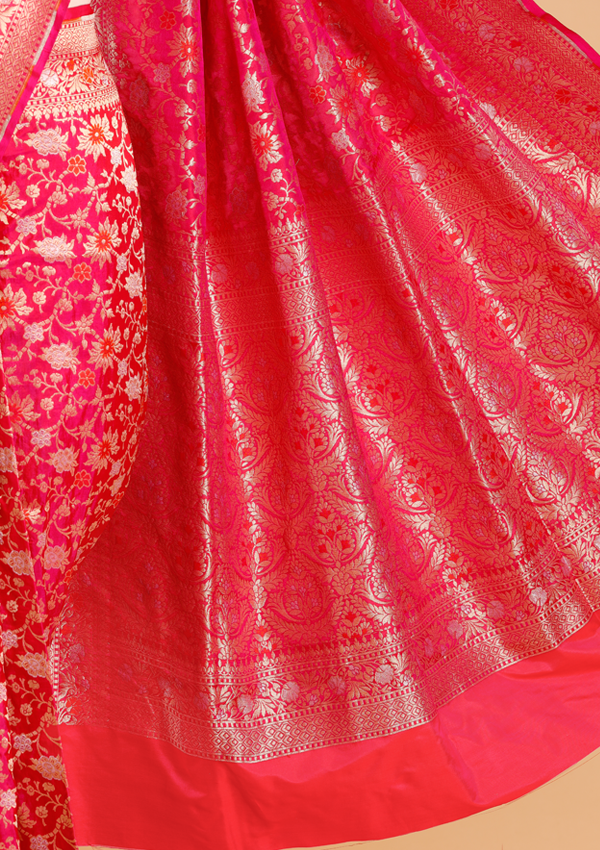 Rani Pink Jaal Saree in Silk