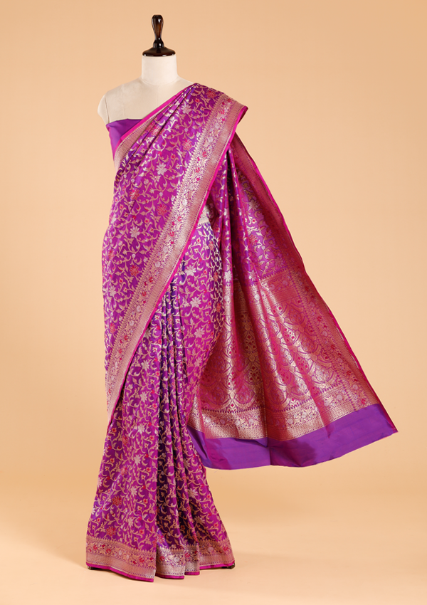 Purple Jaal Saree in Silk