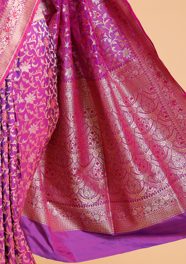Purple Jaal Saree in Silk