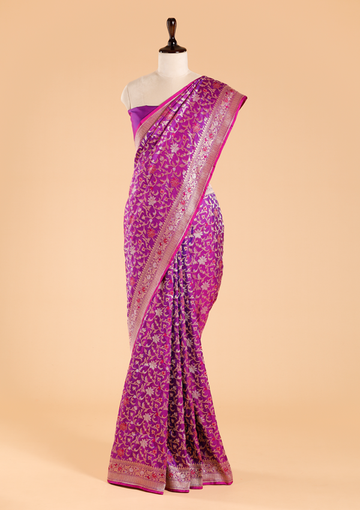 Purple Jaal Saree in Silk