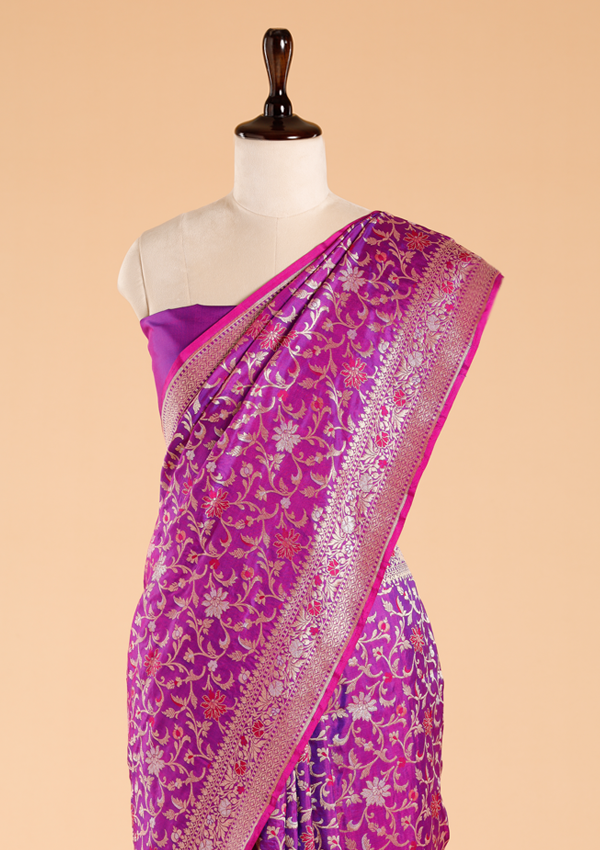Purple Jaal Saree in Silk