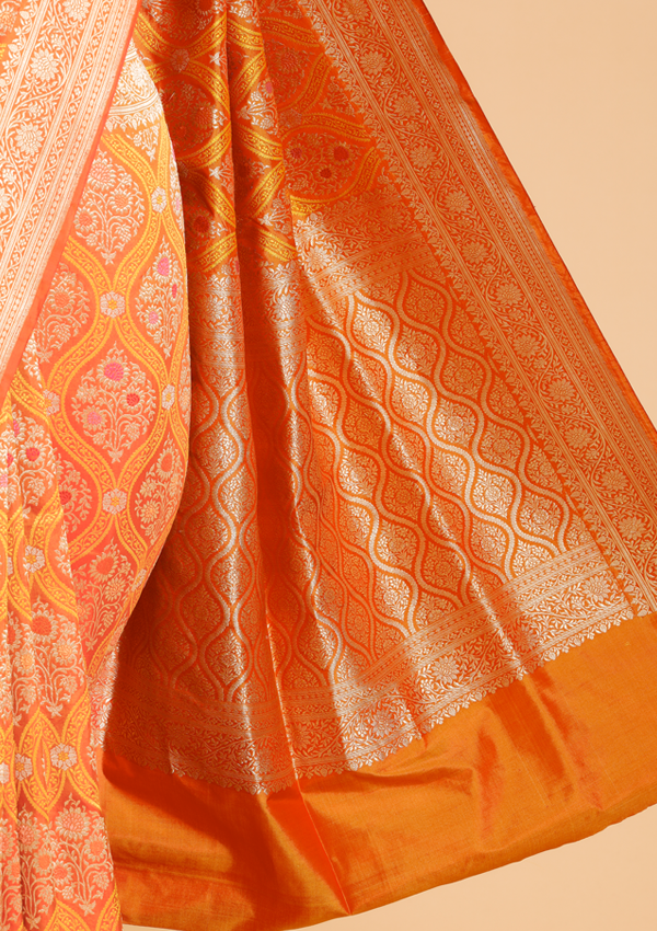 Short Gold Jaal Saree in Silk