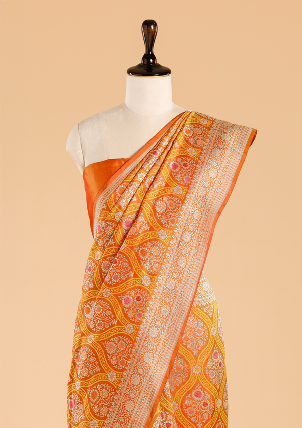 Short Gold Jaal Saree in Silk