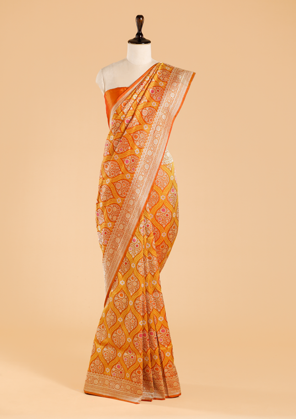 Short Gold Jaal Saree in Silk