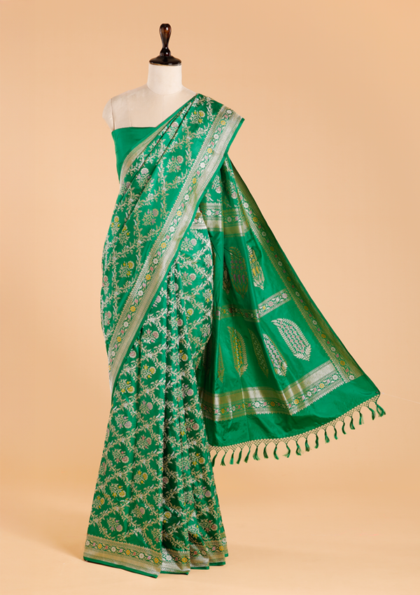 Green Jaal Saree in Silk