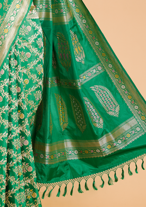 Green Jaal Saree in Silk