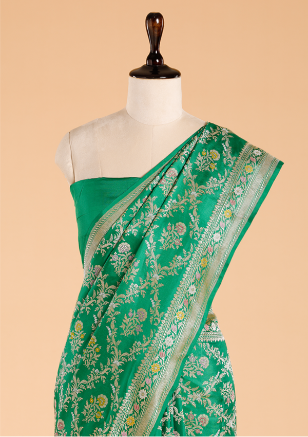Green Jaal Saree in Silk