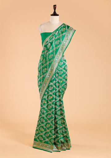 Green Jaal Saree in Silk