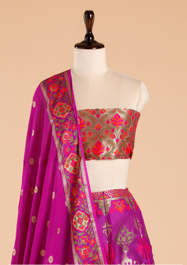 Purple Unstitched Lehenga Set