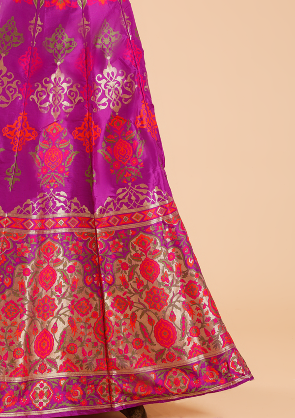 Purple Unstitched Lehenga Set