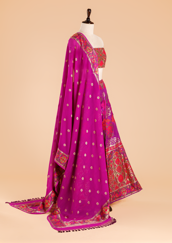 Purple Unstitched Lehenga Set