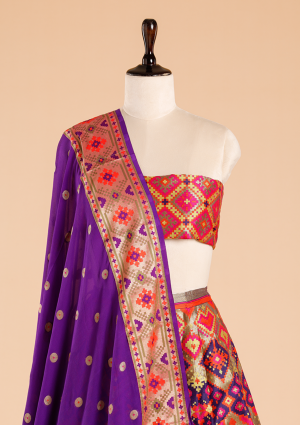 Purple Unstitched Lehenga Set