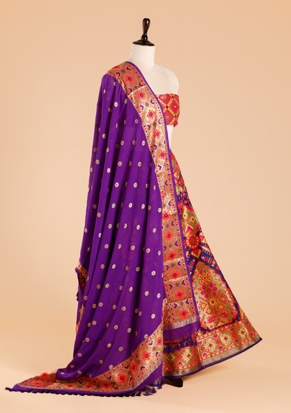 Purple Unstitched Lehenga Set