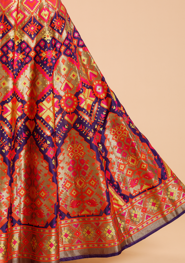 Purple Unstitched Lehenga Set