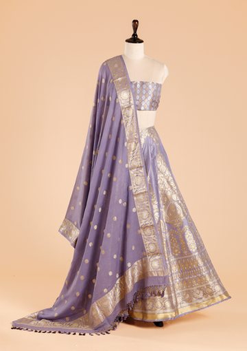 Mauve Unstitched Lehenga Set