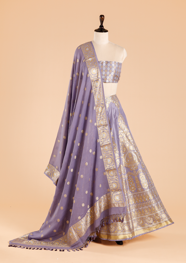 Mauve Unstitched Lehenga Set