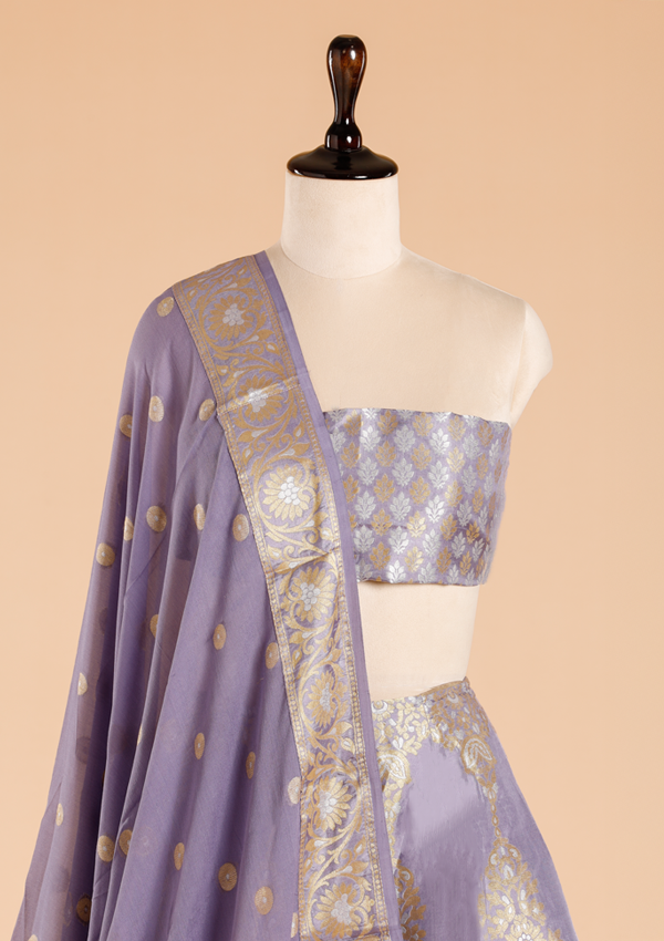 Mauve Unstitched Lehenga Set