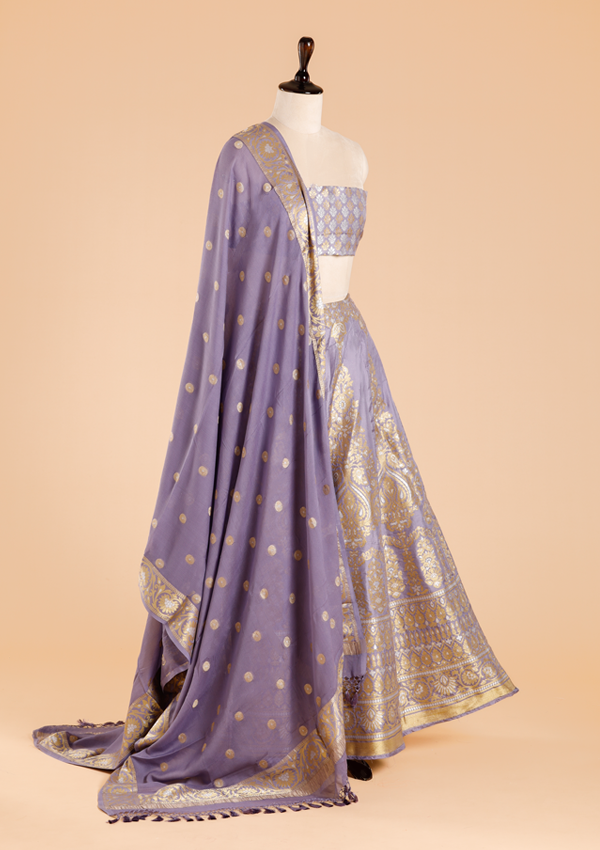 Mauve Unstitched Lehenga Set