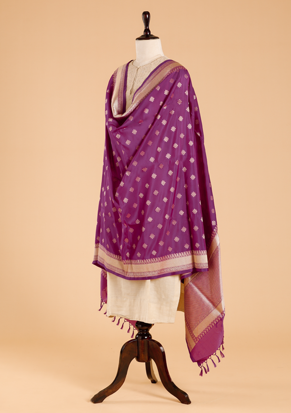 Purple Butti Dupatta in Silk