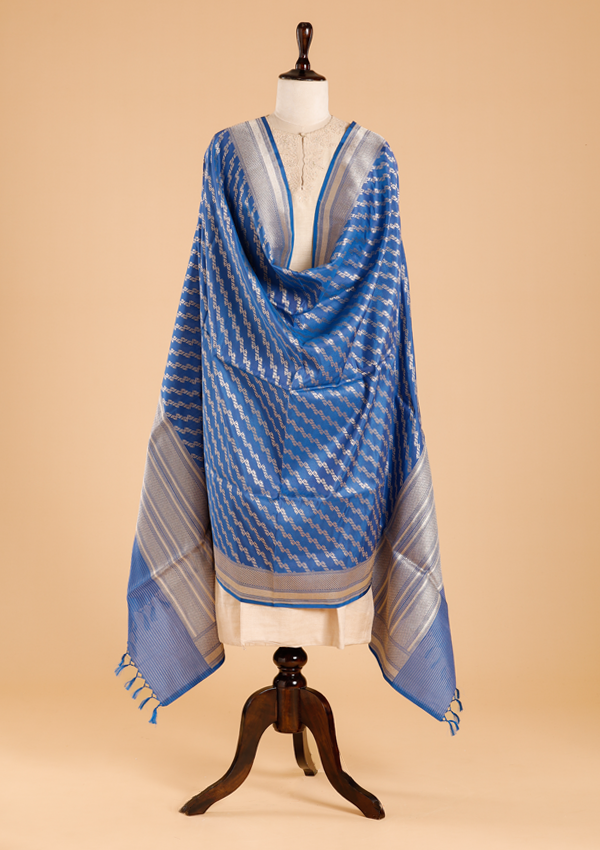 Royal Blue Lehariya Dupatta in Silk