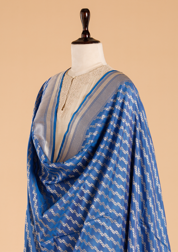 Royal Blue Lehariya Dupatta in Silk
