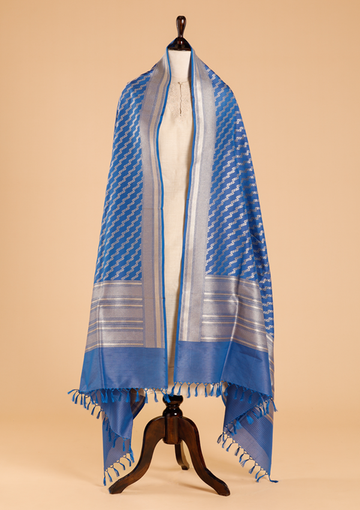 Royal Blue Lehariya Dupatta in Silk