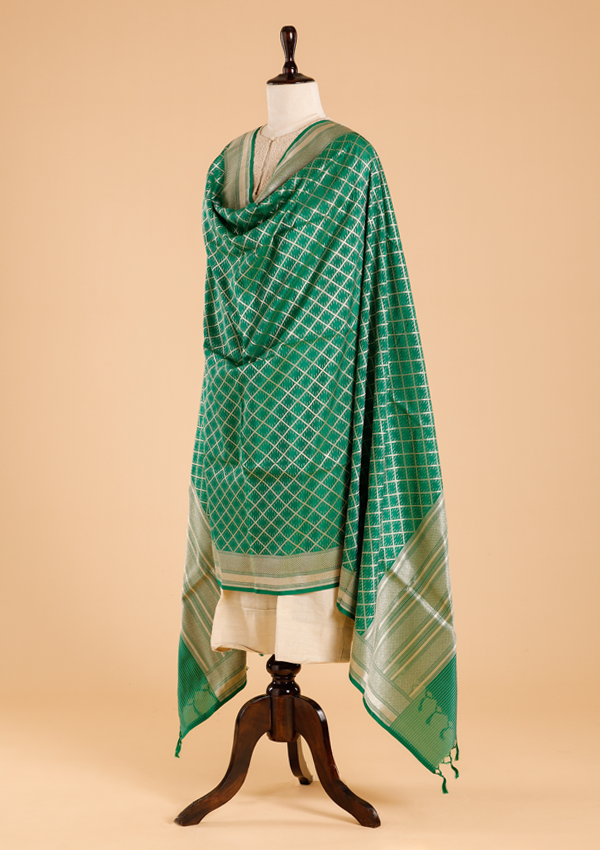 Green Jaal Dupatta in Silk