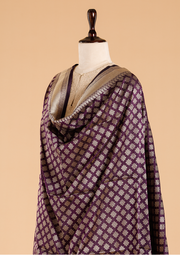 Wine Butti Dupatta in Silk