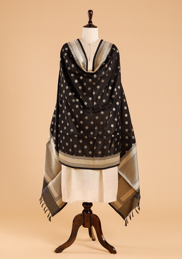 Black Butti Dupatta in Silk