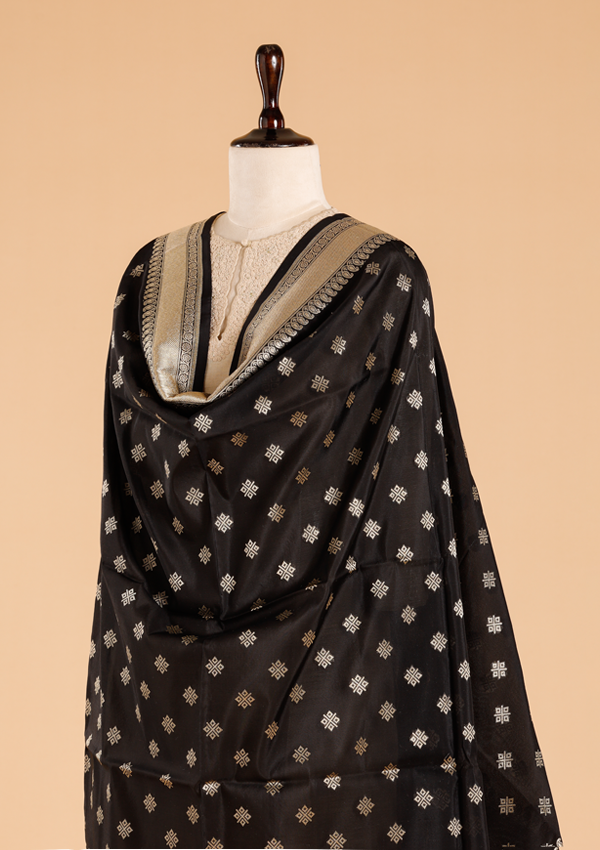 Black Butti Dupatta in Silk