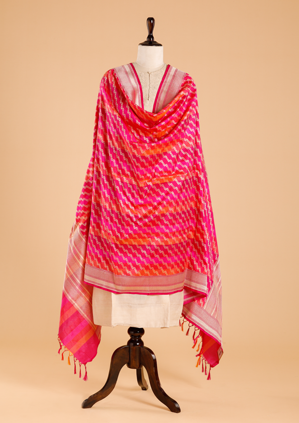 Rani Pink Rangkat Dupatta in Silk