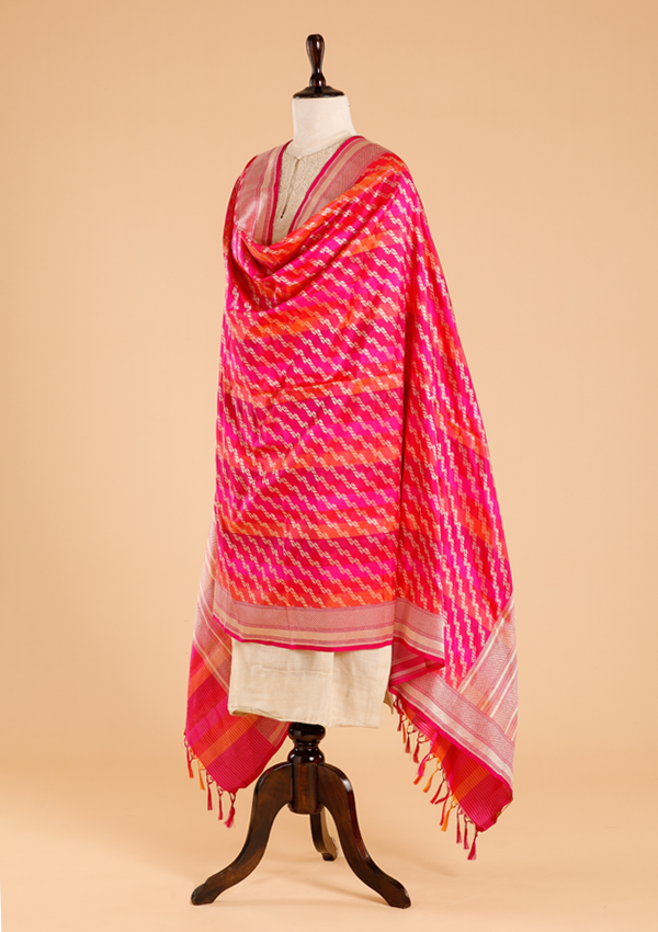 Rani Pink Rangkat Dupatta in Silk
