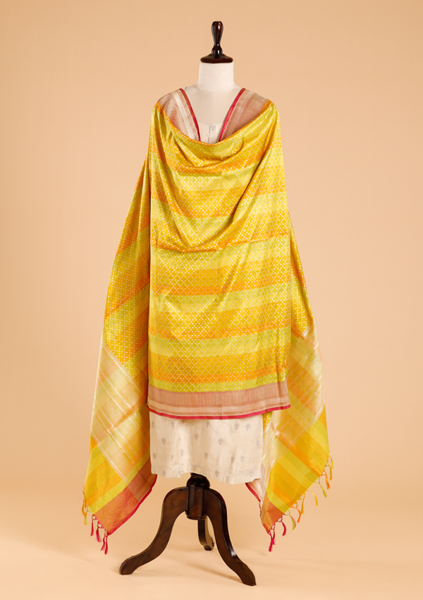 Lime Green Rangkat Dupatta in Silk